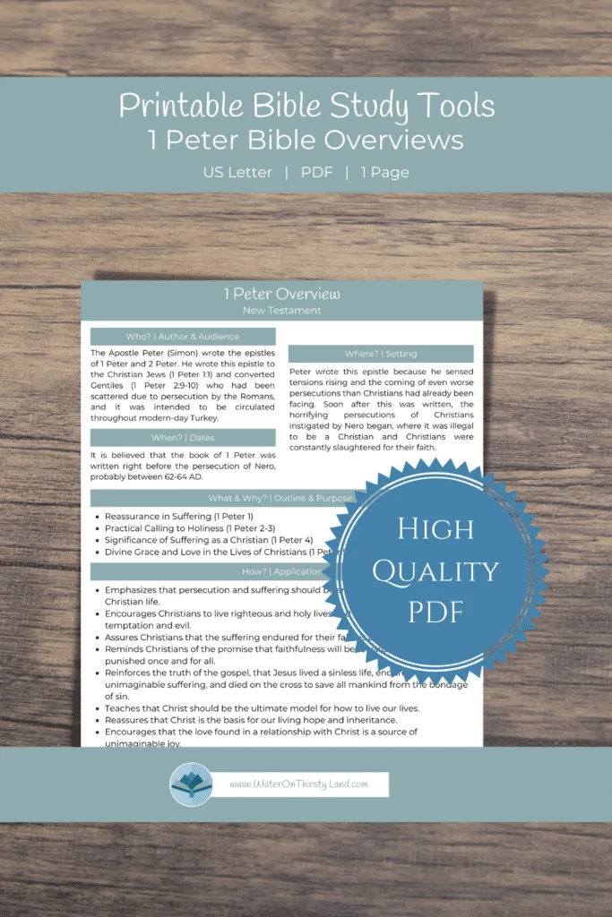 Printable 1 Peter Overview Bible Study