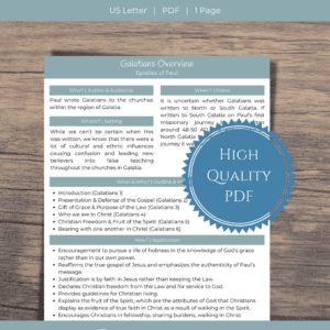 Galatians Overview Printable