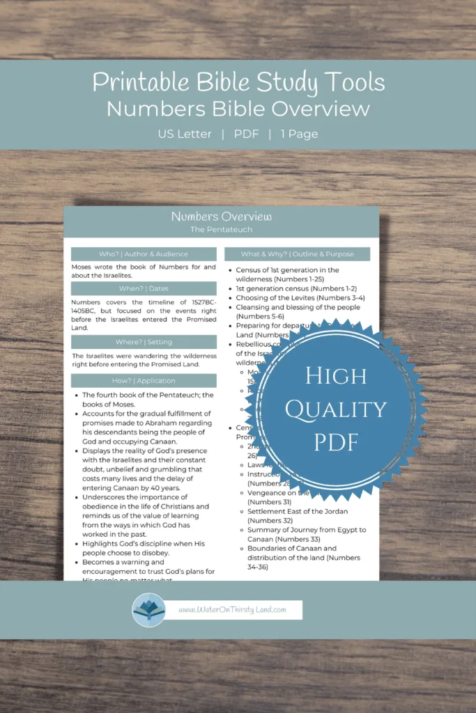 Book of Numbers printable Bible Study
