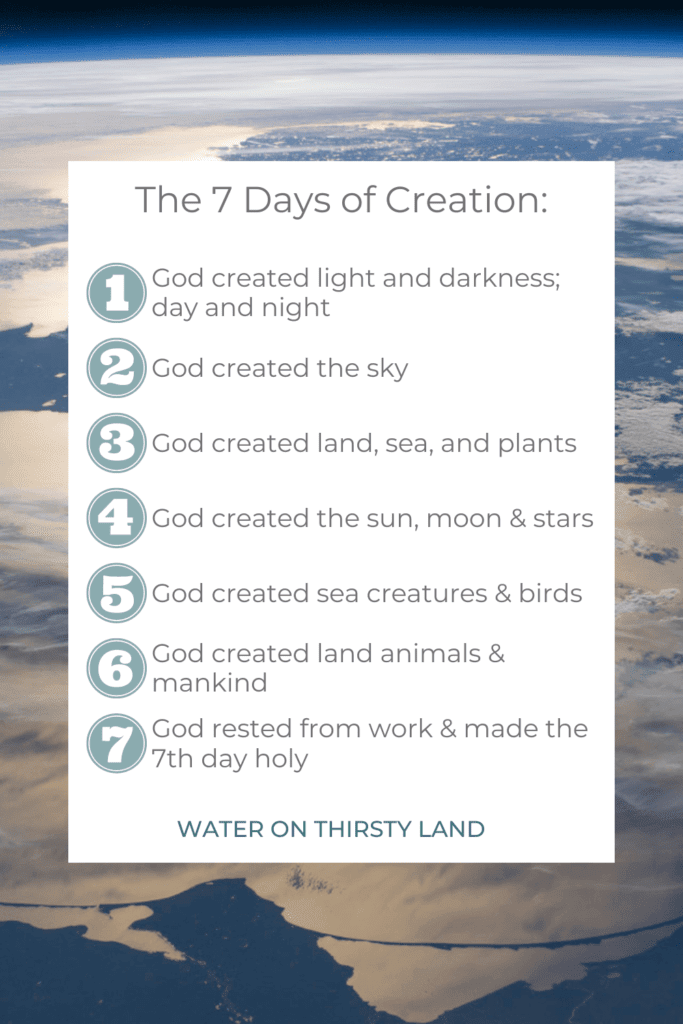 The 7 days of creation