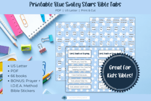 Blue Smiley Stars Bible Tabs