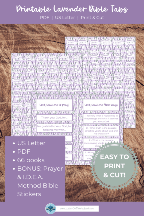 Lavender Print and Cut Bible Tabs