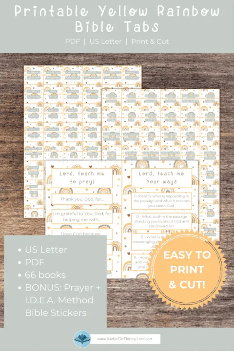 Yellow Rainbows Print and Cut Bible Tabs