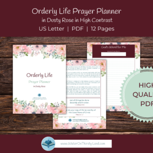 Orderly Life Prayer Planner Dusty Rose High Contrast