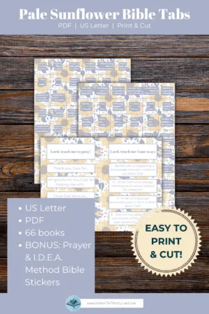 Pale Sunflower Print and Cut Bible Tabs