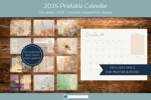 2025 Printable Soul Soothing Calendar for Christians,